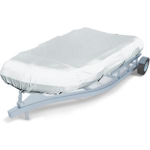 600D Marine Grade Fade and Tear Resistant Dinghy Cover, Heavy Duty Waterproof and Sunproof Inflatable Boat Cover, Silver (11.5'-12.5' Long)