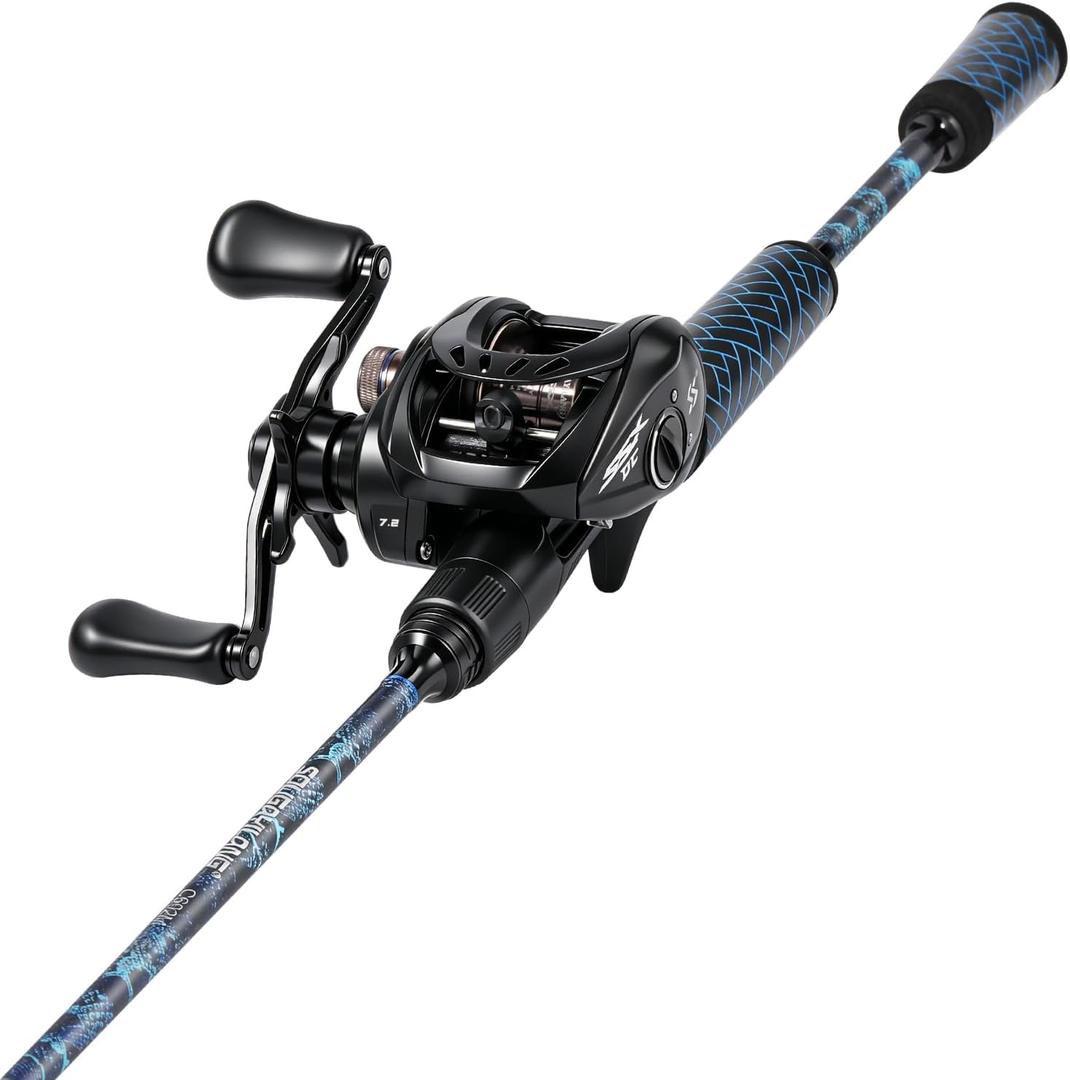Sougayilang DC Baitcaster Combo 2-Piece Rod – Digital Anti-Backlash, 6FT