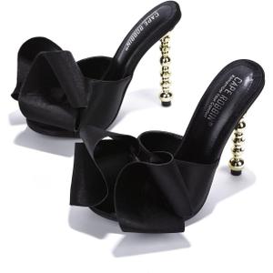 Cape Robbin Salsa Sexy High Heels for Women, Oval Open Toe Shoes Heels (8.5, Black)