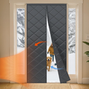 LazBlinds Thermal Insulated Door Curtain Fit Door Size 32"x 80"(284x220cm), Magnetic Hands-Free Self Seal Door Cover, Weatherproof Oxford & Cotton Fiber Fill Blanket for Winter to Keep Warm, Grey