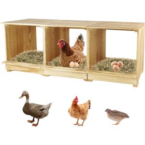 Nesting Boxes for Chickens 3 Compartments Chicken Nesting Boxes Wall Mount Nest Box for Chicken Coop Versatile Use Wood Nesting Boxes for Hens Easy to Assemble for Chickens, Hens, Ducks (33.6*13.7*12.9)