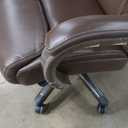 La-Z-Boy Delano Big & Tall Executive Office Chair, Ergonomic Mid-Back Lumbar Support, ComfortCore Memory Foam Cushion, Weathered Gray Wood Arms & Swivel Base, Bonded Leather, Chestnut Brown