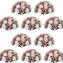 NUPTIO Large Flower Balls for Centerpieces - 10 Pcs 13.8in Diameter Dusty Rose & White Artificial Flower Ball Arrangement Bouquet Wedding Centerpieces for Tables - Fake Rose Flowers for Weddings Decor