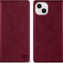 ZZXX for iPhone 14 Wallet Case with [RFID Blocking] Card Slot Stand Strong Magnetic Leather Flip Fold Protective Phone Case for iPhone 14 Case Wallet (Red-6.1 inch)