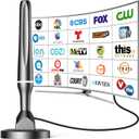 TV Antenna Indoor, Digital TV Antenna for Smart TV, Long Range & 360 Reception, Strong Magnetic Base, Supports 4K 1080p Local Channels, Easy Setup for All TVs
