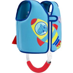 Pottwal Swim Vest for Kids - Swim Jacket for 1-2 Years (24-33LBS) - Buoyancy Aid Made of Neoprene & EPE - with Adjustable Crotch Strap (Small, Sea Blue)