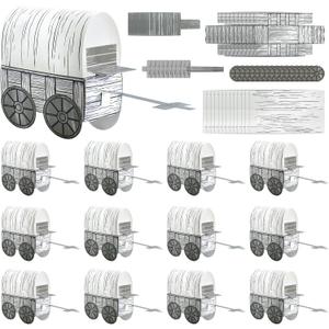 BruinBang 24 Set DIY Western Covered Wagon Paper Craft Kit, Wagon Theme Display Projects for Events, Themed Decor & Presentation Use