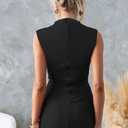 OWIN Women's Sexy Summer Casual Mock Neck Dresses Sleeveless Ruched Bodycon Cocktail Party Mini Dress (Black, S)