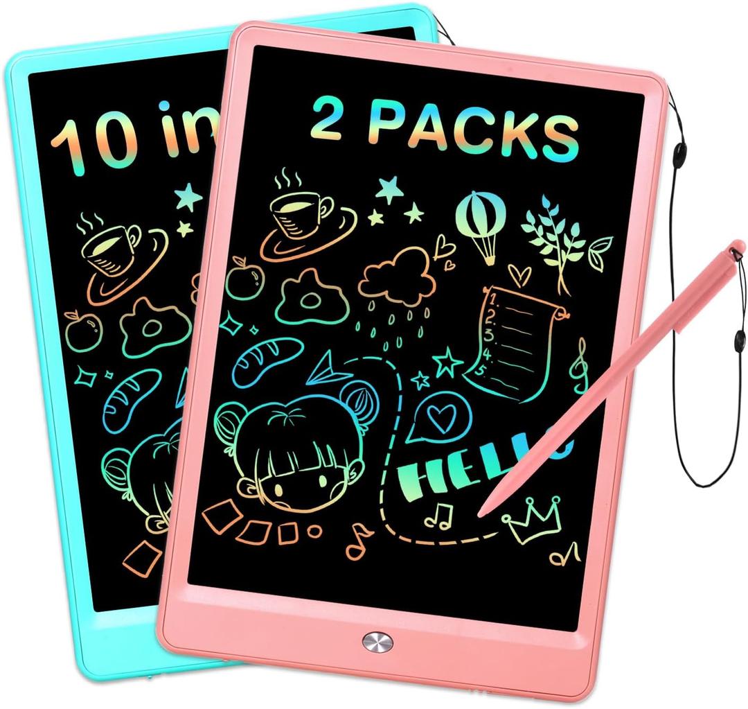EooCoo Toys for Ages 3-6, Drawing Board 2 Pack, 10 Inch LCD Writing Tablet, Electronic Drawing Tablet, Girl/Boy Birthday Gift, Kids Toys, Drawing Pad Girls Gifts, Kids Travel Essential (10pink&blue)