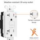 Amazon Basics Weather-Resistant Tamper-Resistant GFCI Receptacle with LED Indicator, Self-Test Feature, Ground Fault Circuit Interrupter for Indoor or Outdoor Use, 20 Amp, White