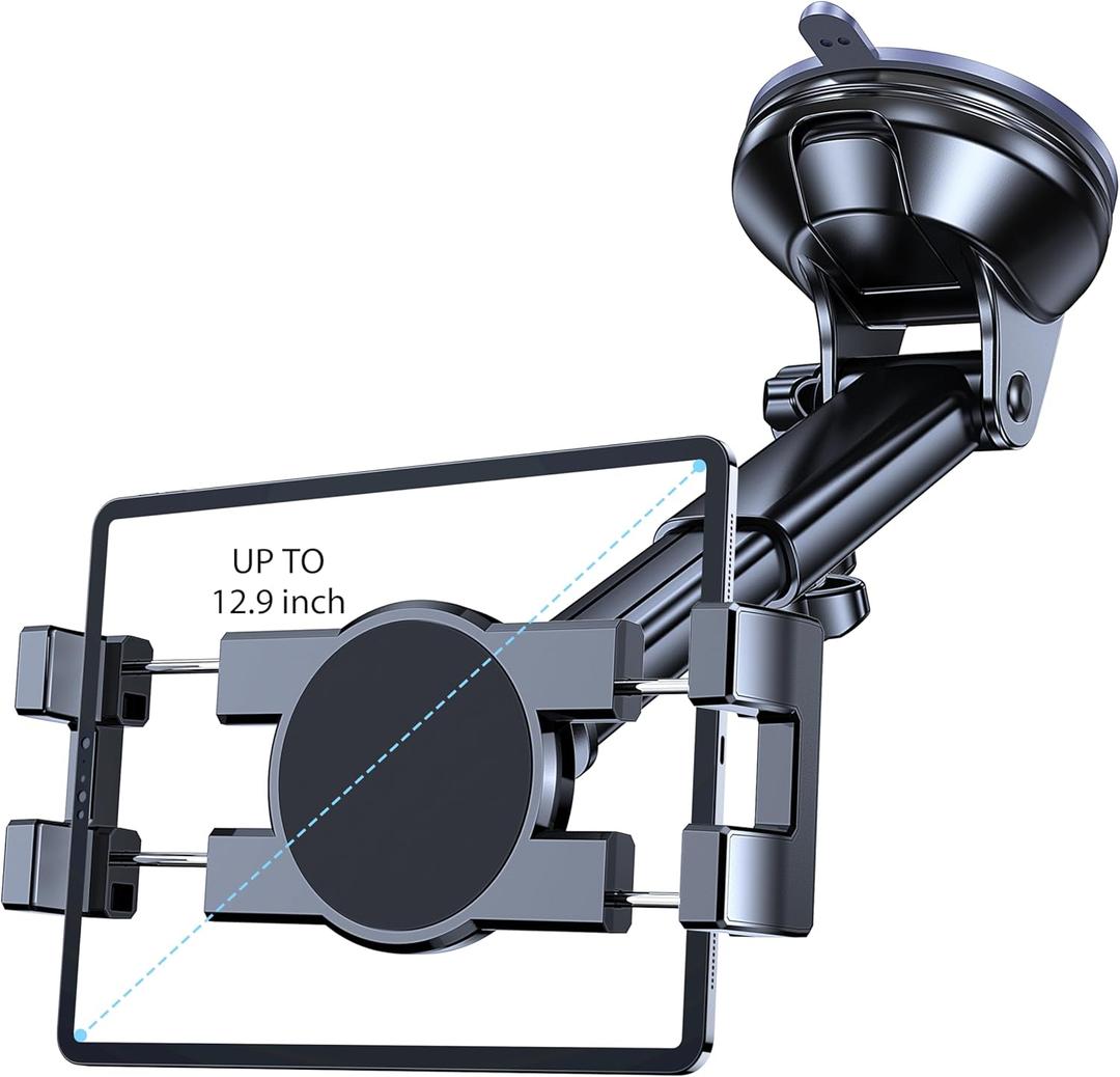 Coolpow Tablet Holder for Car ipad Holder for CarWindshield+Dash Suction Cup ipad Mount for Truck Stand360 Tablet Car Mount Mother's Day for All 4.7"-12.9" Apple iPad Samsung Galaxy Tab
