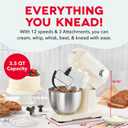 Dash 3.5QT Tilt-Head Stand Mixer - Electric Stand Mixer with Stainless Steel Bowl and Splash Guard For Baking - Cream, 3.5-Quart