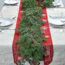 6.3FT Real Touch Christmas Cedar Cypress Garland Artificial Greenery Soft Pine Needles Realistic Faux Green Garland for Mantle Fireplace Table Wall Indoor Christmas Decorations