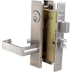 SOPHIA Commercial/Residential Heavy Duty Mortise Lockset Lock Non-Handed Grade 1 - Escutcheon Plate Keyed Lever Lockset, ADA, US32D Satin Chrome Finish for Dormitory Front Door
