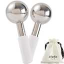 pfefe Ice Globes for Face & Eyes, Unbreakable Stainless Steel Cryo Sticks for Beauty Routines, Facials Cold Roller Cooling Globes for Puffiness, Wrinkles, Dark Circles, Headaches (White)