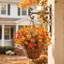 12 Bundles Artificial Flowers Outdoor Fake Fall Flowers for Outside Decoration UV Resistant Plastic Faux Plants for Garden Window Porch Balcony Fall Wedding Thanksgiving Decor(Mix) (Yellow&orange)