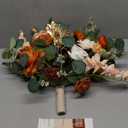 Ling's moment Terracotta Wedding Bouquets for Bride, Burnt Orange Bridal Bouquets for Bride, 15 Inch Free Form Artificial Wedding Flower Bouquet