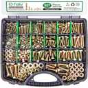 FOLIV 907pcs Grade 8.8 Metric Bolt Assortment, M4 M5 M6 M8 Heavy Duty Bolts and Nuts Kit, Yellow Zinc Plated, Length from 12-30mm