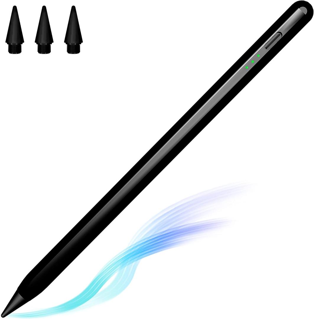 Stylus Pen for Apple iPad - iPad Pencil with Palm Rejection & Tilt Sensitive Compatible with 2018-2024 iPad 10th 9th 8th 7th 6th iPad Pro 11/12.9 Inch iPad Air 5th 4th 3rd iPad Mini 6th 5th Generation (Black)
