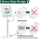 Heavy Duty Pedestal Sign Holder for Display, 8.5 x 11 inches Adjustable Floor Standing Sign Holder with Weighted Base , Vertical and Horizontal View Sign Stand for Indoor/Outdoor AdvertisingSilver