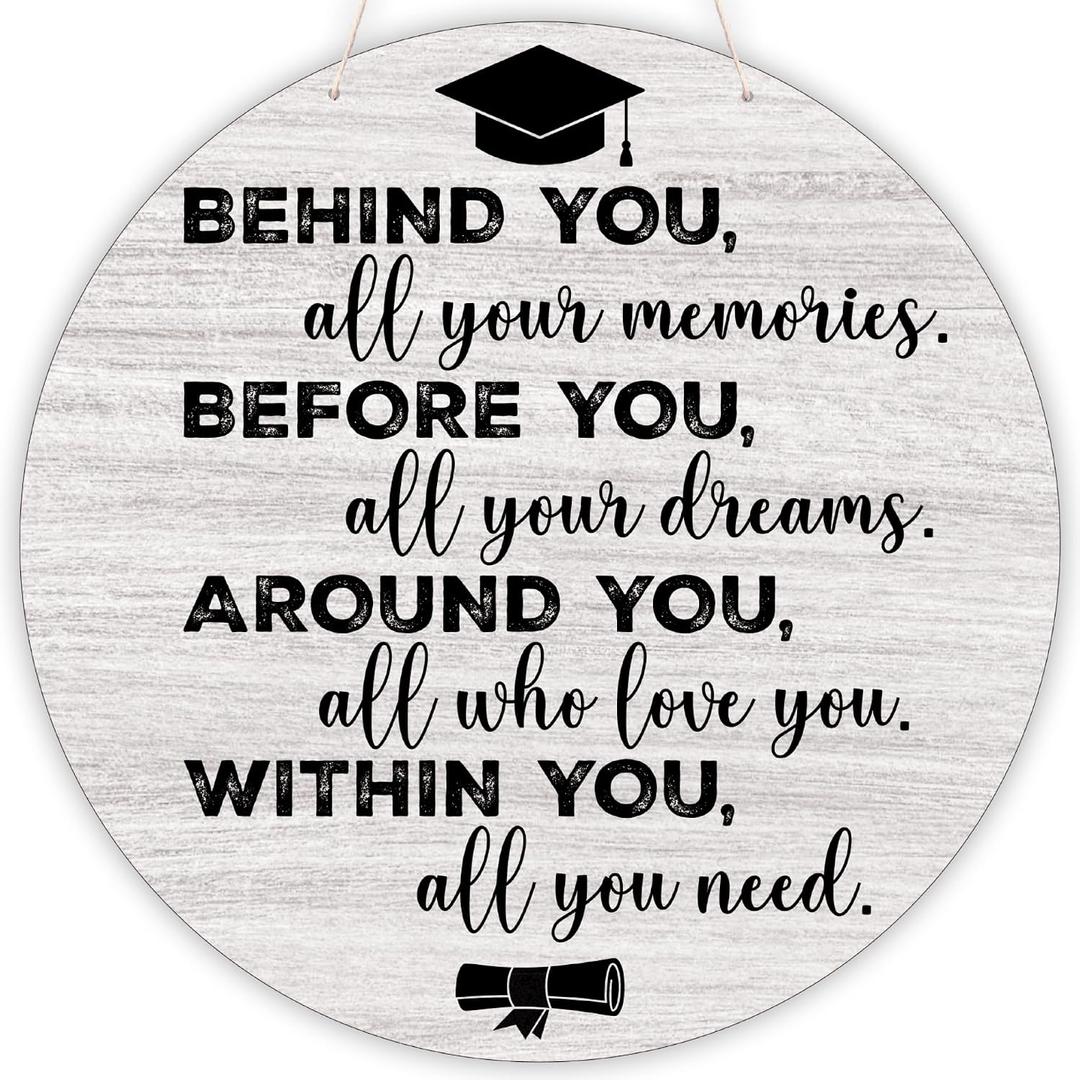 3 x Graduation Wood Hanging Door Sign, Congrats Grad Sign for House Front Door Wall, White