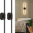 Battery Operated Wall Sconce Set of Two, Wireless Wall Sconces USB Rechargeable Wall Lights with Remote Control,3000K-6000K Dimmable for Bedroom, Background Wall, Living Room, Hallway, Wall Decor,28inch