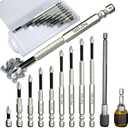 9PCS High Magnetic Screwdriver Drill Bit Set, K5 Impact-Resistant Non-Slip Bit, Anti Slip Screwdriver Bits, with Self-locking Drill Bit and Hex Shank Drill Extension Rods, for Impact Driver etc.