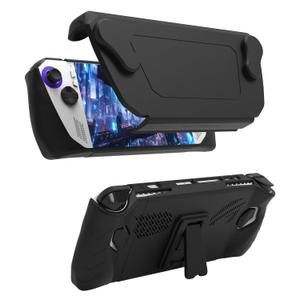 Full Case for ASUS Rog Ally 2023, Protective Handheld Case Skin with Detachable Front Shell Cover and Kickstand for Rog Ally,Black