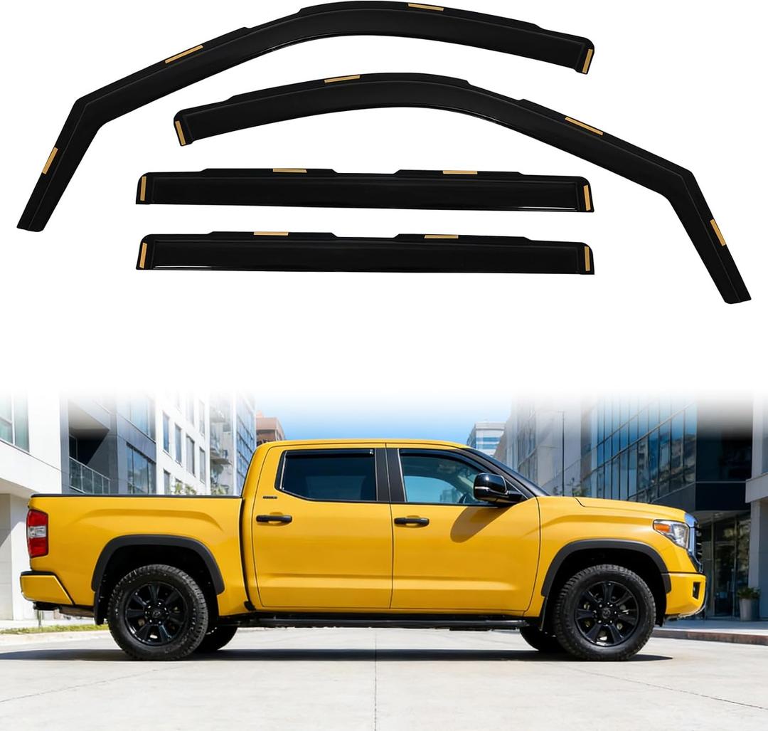 in-Channel Window Rain Guards Deflectors Fit for 2022-2025 Toyota Tundra CrewMax Cab Truck Window Wind Vent Visors Deflector Accessories 4Pcs