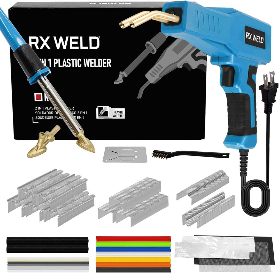 RX WELD Plastic Welder, 2 in 1 Welding Kit Repair Welder 1000PCS Hot Stapler for Car Bumper Cracks, Kayaks, Plastic Toys, Patent Number D1052628