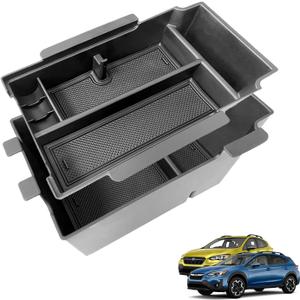 2024 2025 2026 Crosstrek Center Console Organizer Tray for 2024 2025 2026 Subaru Crosstrek Hybrid 2024 Impreza Center Armrest Storage Box for Crosstrek 2024 Accessories Storage Box Double Layer