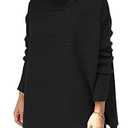 LILLUSORY Oversized Turtleneck Pullover Sweater Women 2025 Long Tunic Cozy Winter Trendy Plus Size Poncho Cowl Neck Cute Casual Early Fall Fashion Must Have Work Old Money Clothes Outfit Clothing Black, Small 