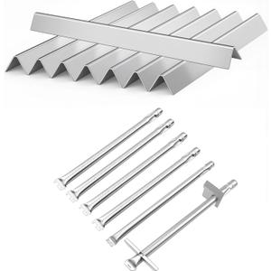 67557 Grill Burner and 67668 Grill Flavorizer Bars for Weber Summit 400 Series, Grill Parts for Summit 460 470 Gas Grills, Stainless Steel 18" Hot Plates and 20-1/2" Pipe Tubes
