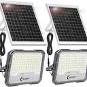 TINSUM Solar Lights Outdoor, 4200LM Solar Flood Lights with Remote Control IP67 Waterproof, Dusk to Dawn Security Lighting for Backyard, Shed, Barn, Porch, Wall (2 Pack), 6500K light 2pcs