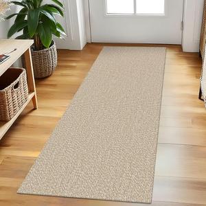 EARTHALL Washable Runner Rug 2x5 Ft Non Slip Runners for Hallways Cotton Rubber Backed Kitchen Runner Braided Indoor Floor Carpet Runners for Entryway, Hallway, Kitchen, Bedroom, Send/Beige