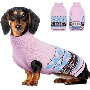 MIGOHI Warm Dachshund Sweater Soft Dog Sweater for Small Dogs | Wiener Dog Sweaters with Leash Hole Sleeveless Knitted Pullover Vest Winter Christmas Knitwear for Fall & Winter,Wiener,Pug,Pink,M