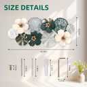 MGFDT Gold & Silver Metal Wall Art, Multi-Color Floral, 46.06" x 22.04", 43"L x 23"W