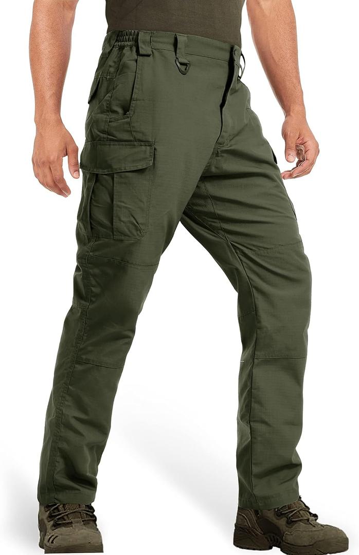MAGCOMSEN Men's Tactical Pants 9 Pockets Ripstop, Water Repellent, Cargo Pants for Work, Hiking, Hunting(No Belt) (30, Green)