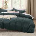 Bedsure Forest Green Duvet Cover King Size - 3 Pieces Prewashed Cotton-Like Polyester Extra Soft Bedding Set, Includes 1 Duvet Cover 104x90 Inches with Zipper Closure & 2 Pillow Shams, No Comforter