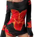 ZAFUL Womens Swimsuit Cover Up Dress Off Shoulder Hollow Coverup Bathing Suit Mesh Swim Beach Dress (Small, 0-1 Black)