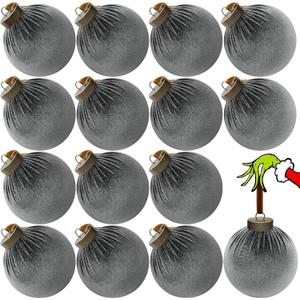 15 Pcs Velvet Christmas Balls, 3.15" Large Velvet Christmas Ornaments Balls, Plastic Shatterproof Flocked Ornaments for Xmas Tree Holiday Party Decorations (B - Dusty Blue)