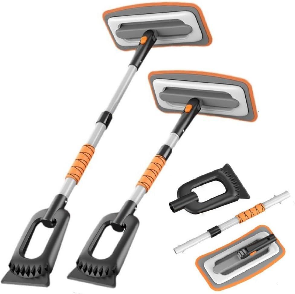 35'' to 27" Extendable Snow Removel Kits,Ice Scraper for Car Windshield, with 180 Pivoting Brush Head,Snow Shovel for Snow Removal,Truck SUV Van RV