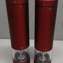 Electric Salt and Pepper Grinder Set - 2 Battery Operated Stainless Steel Mills with Light (Elegant Red Burgundy) - Automatic One Handed Operation - Electronic Adjustable Shakers - Ceramic Grinders