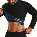 Sauna Shirt for Men Weight Loss Long Sleeve Slimming Sweat Sauna Suit Heat Trapping Compression Workout Body Shaper (Large, Black)