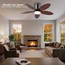 42" Tropical Flush Mount Ceiling Fan with Light 5 Solid Walnut Black