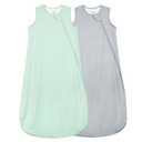 Supersoft Rayon Made from Bamboo Sleep Sack 6-12 Months 0.5 Tog Lightweight Toddler Sleep Sack Baby Wearable Blanket with 2-Way Zipper Summer Unisex Sleeping Bag for Babies (2 Pack) Green & Gray