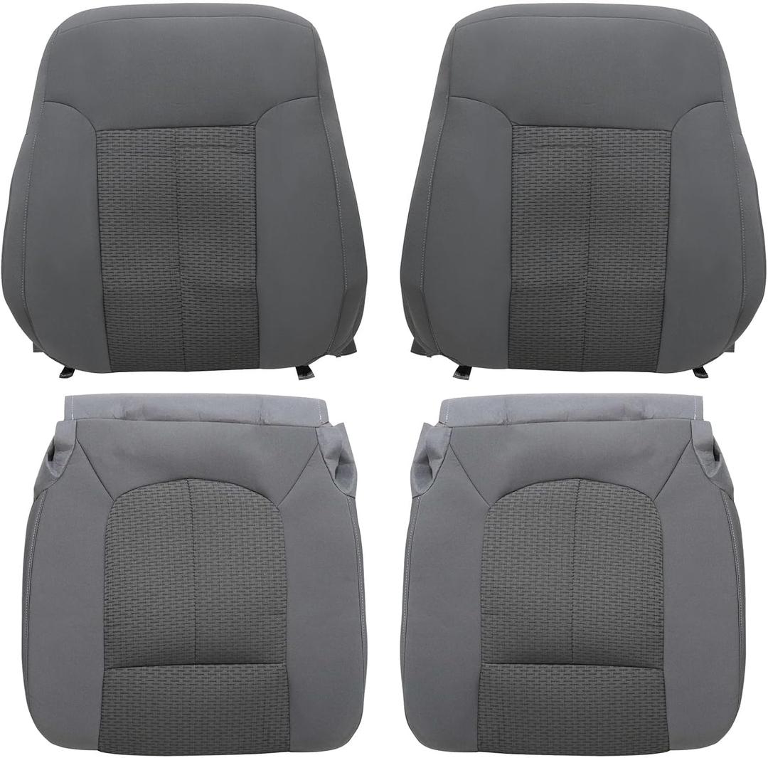 Steel Gray Front Driver & Passenger Side Bottom & Top Lean Back Replacement Cloth Seat Covers Compatible with Ford F250 F350 F450 F550 2011 2012 2013 2014 2015 2016