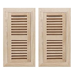 Oak Floor Register for 4x10 Inch Duct Holes - Flush Mount Floor Vent with Metal Damper - White Wooden Vent Covers for Home Floor - 0.8 Inch Thickness - Unfinished - 2PCS