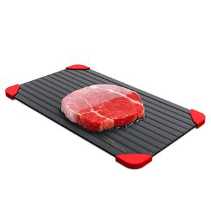 Defrosting Tray for Frozen Meat - 14x8 High Thermal Conductivity Thawing Tray for Frozen Meat with Silicone Corners, Hanging Hole - Easy to Clean Non Stick Aluminum Thawing Plate for Fast Defrosting