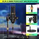 Podcast Microphone Bundle with Live Sound Card Audio Mixer, Podcast Equipment Bundle Sound Board with 3.5mm Condenser Microphone for Pc/Phone Live Streaming Singing Gaming,Voice Changer, Denoise